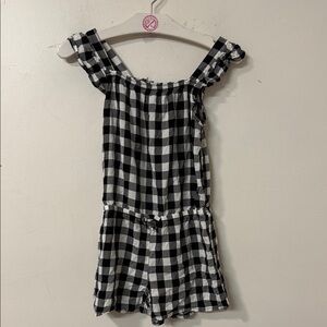 Place Black and White Gingham Romper